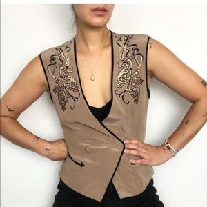 Vintage silk embroidered vest tank